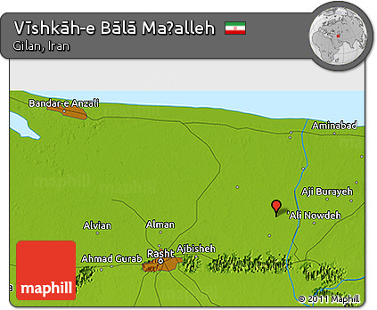 Physical 3D Map of Vīshkāh-e Bālā Maḩalleh