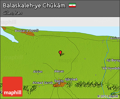 Physical 3D Map of Balaskaleh-ye Chūkām