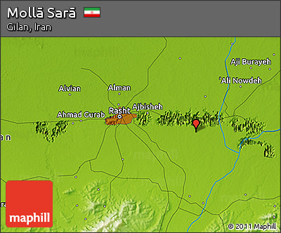 Physical 3D Map of Mollā Sarā