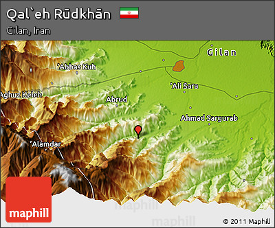 Physical 3D Map of Qal`eh Rūdkhān