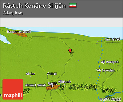 Physical 3D Map of Rāsteh Kenār-e Shījān