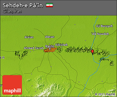 Physical 3D Map of Sehdeh-e Pā'īn