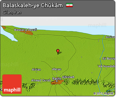 Physical 3D Map of Balaskaleh-ye Chūkām