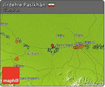 Physical 3D Map of Jīrdeh-e Pasīkhān