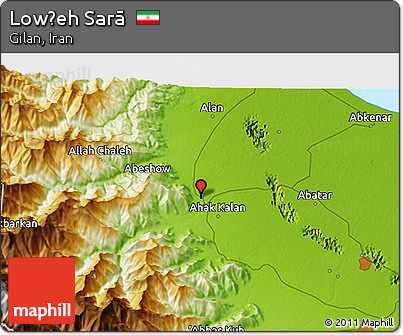 Physical 3D Map of Lowḩeh Sarā