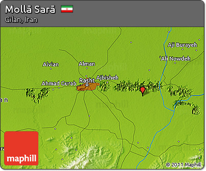 Physical 3D Map of Mollā Sarā