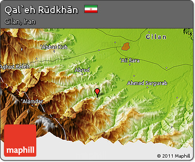 Physical 3D Map of Qal`eh Rūdkhān