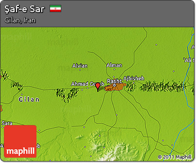 Physical 3D Map of Şaf-e Sar