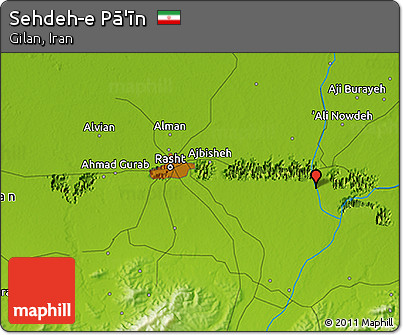 Physical 3D Map of Sehdeh-e Pā'īn