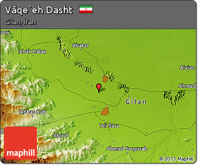 Physical 3D Map of Vāqe`eh Dasht