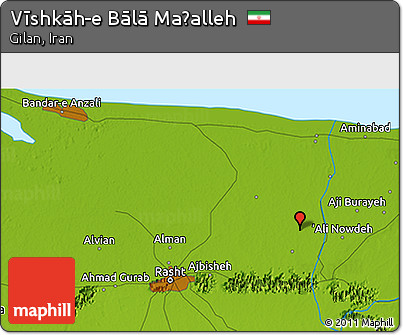 Physical 3D Map of Vīshkāh-e Bālā Maḩalleh