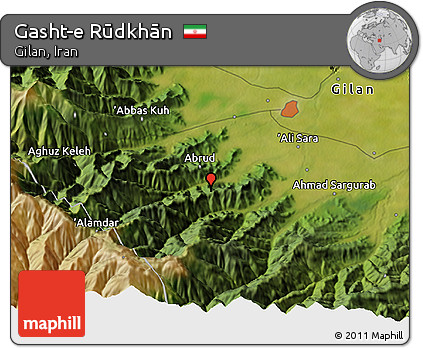 Satellite 3D Map of Gasht-e Rūdkhān