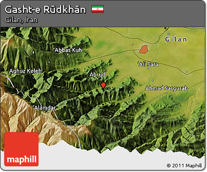 Satellite 3D Map of Gasht-e Rūdkhān