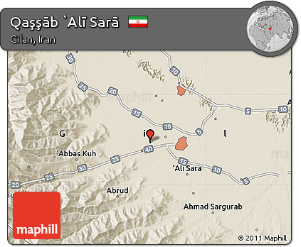 Shaded Relief Map of Qaşşāb `Alī Sarā