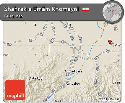 Shaded Relief Map of Shahrak-e Emām Khomeynī