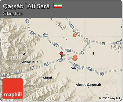 Shaded Relief Map of Qaşşāb `Alī Sarā