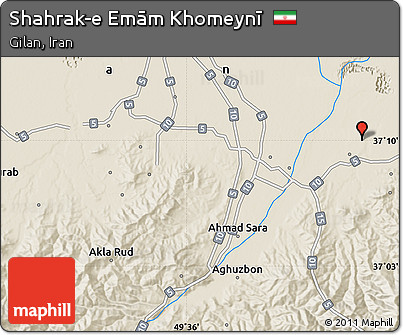 Shaded Relief Map of Shahrak-e Emām Khomeynī