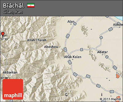 Shaded Relief Map of Bīāchāl
