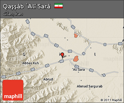 Shaded Relief Map of Qaşşāb `Alī Sarā