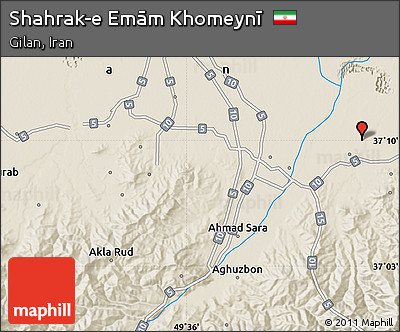 Shaded Relief Map of Shahrak-e Emām Khomeynī