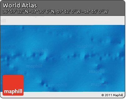 Shaded Relief 3D Map of the Area around 37° 14' 49" N, 49° 13' 30" W