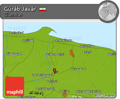 Physical 3D Map of Gūrāb Javār