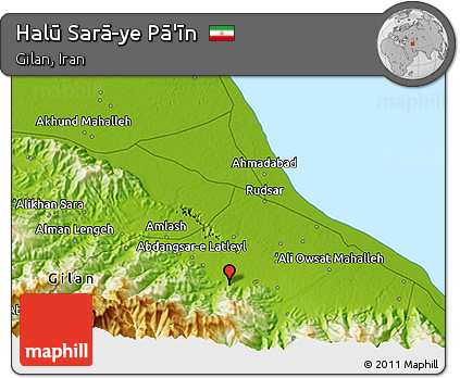 Physical 3D Map of Halū Sarā-ye Pā'īn