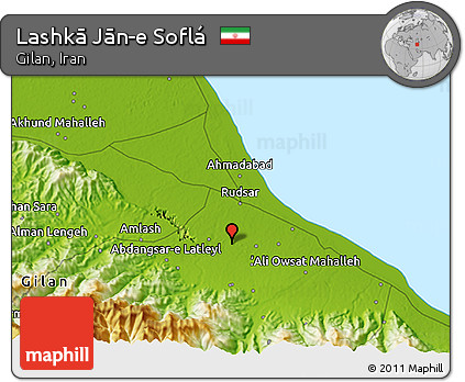 Physical 3D Map of Lashkā Jān-e Soflá