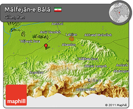 Physical 3D Map of Mālfejān-e Bālā