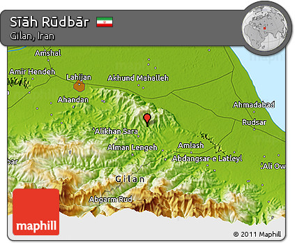 Physical 3D Map of Sīāh Rūdbār