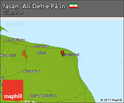 Physical 3D Map of Ḩasan `Alī Deh-e Pā'īn
