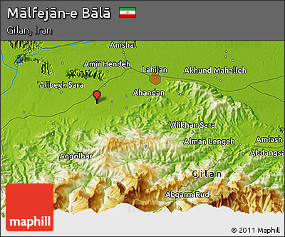 Physical 3D Map of Mālfejān-e Bālā