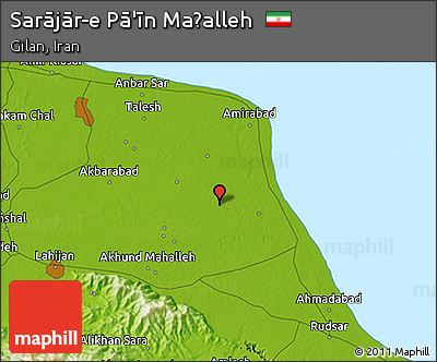 Physical 3D Map of Sarājār-e Pā'īn Maḩalleh