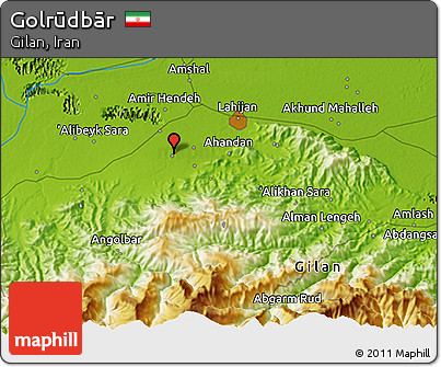 Physical 3D Map of Golrūdbār