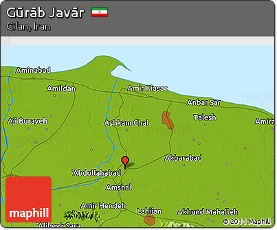 Physical 3D Map of Gūrāb Javār