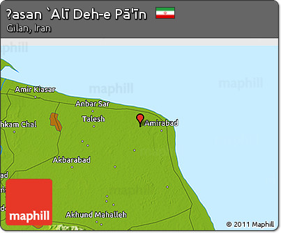 Physical 3D Map of Ḩasan `Alī Deh-e Pā'īn