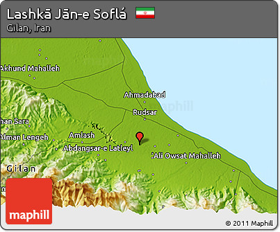 Physical 3D Map of Lashkā Jān-e Soflá