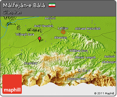 Physical 3D Map of Mālfejān-e Bālā
