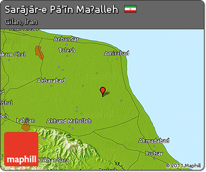 Physical 3D Map of Sarājār-e Pā'īn Maḩalleh