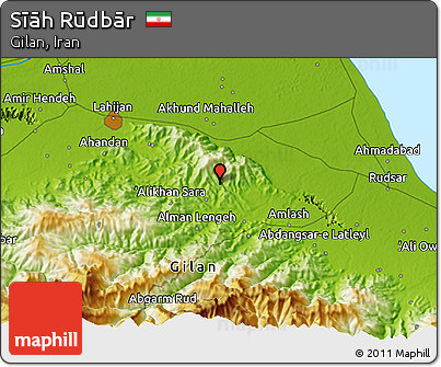 Physical 3D Map of Sīāh Rūdbār
