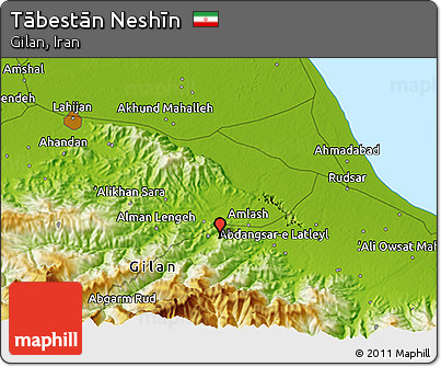 Physical 3D Map of Tābestān Neshīn