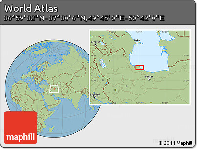 Savanna Style Location Map of the Area around 37° 14' 49" N, 50° 13' 30" E