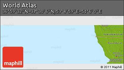 Physical Panoramic Map of the Area around 37° 14' 49" N, 53° 37' 30" E