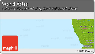 Physical Panoramic Map of the Area around 37° 14' 49" N, 53° 37' 30" E