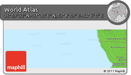 Political Panoramic Map of the Area around 37° 14' 49" N, 53° 37' 30" E