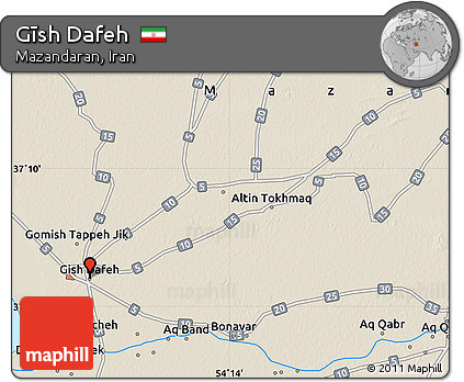 Shaded Relief Map of Gīsh Dafeh