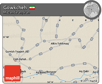 Shaded Relief Map of Gowkcheh