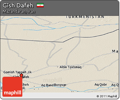 Shaded Relief Panoramic Map of Gīsh Dafeh