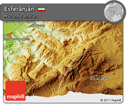 Physical 3D Map of Esferānjān