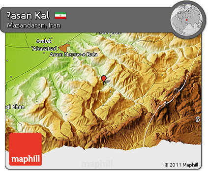 Physical 3D Map of Ḩasan Kal